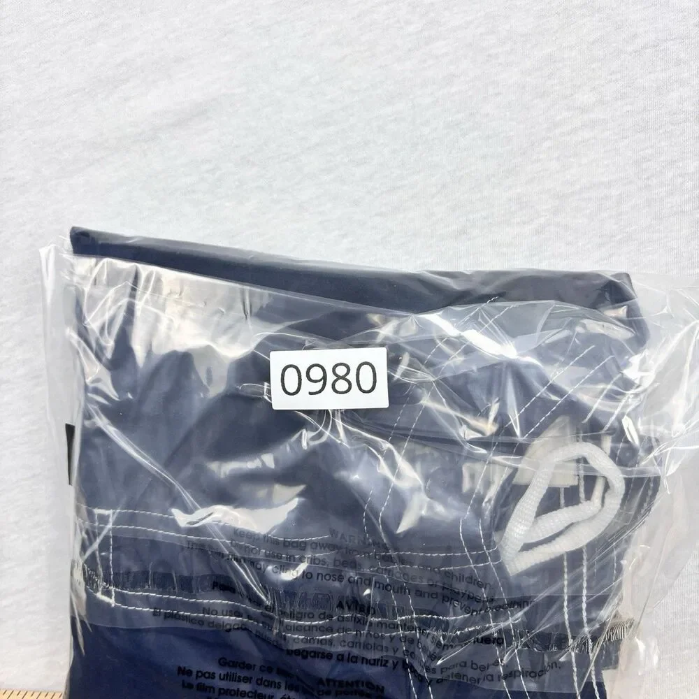 Nike Swim Trunks XL Navy Blue Board Shorts White Swoosh Mesh Lined